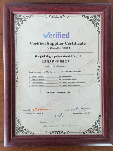 चीन Shanghai Kingscope New Material Co., Ltd. प्रमाणपत्र